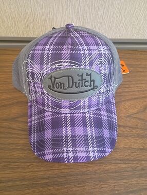 NWT Von Dutch Elbow Patch Purple Corduroy Trucker Hat/Cap